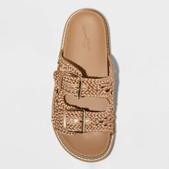 Open Box - Universal Thread - Women's Kylie Woven Two Band Footbed Sa Tan - Picture 3 of 4